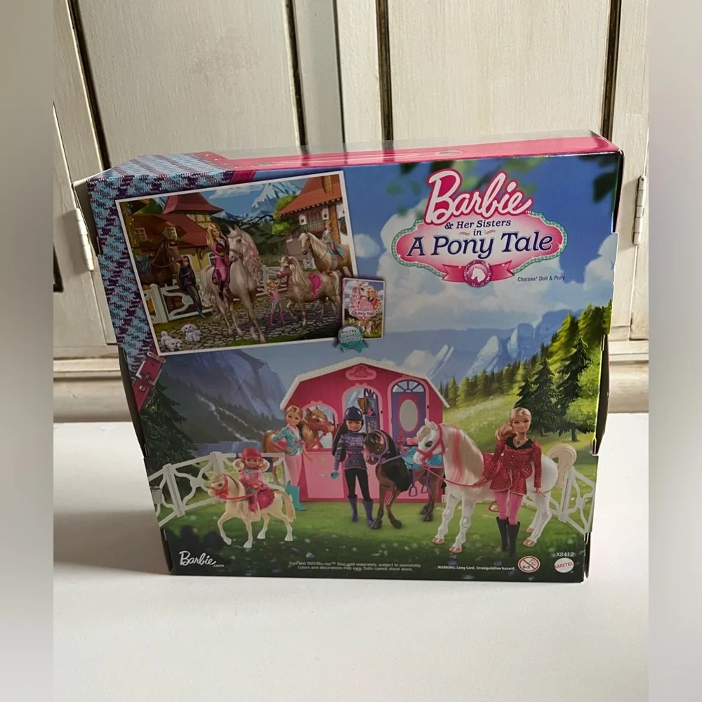 New Mattel Barbie and Her Sisters in a Pony Tale Chelsea and Pony Doll Set 2012